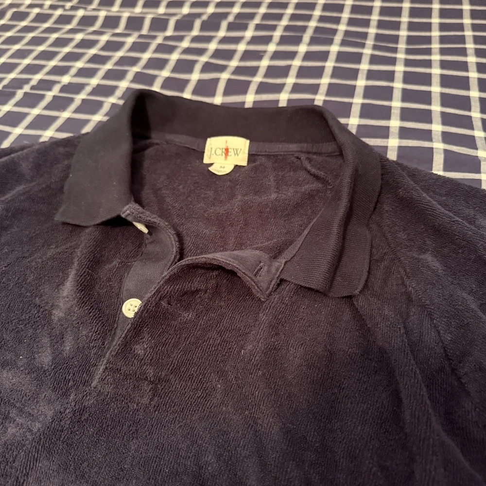 J.Crew Navy Terry Cloth Polo Shirt – Men’s Medium – Retro Resort Style - Picture 5 of 7